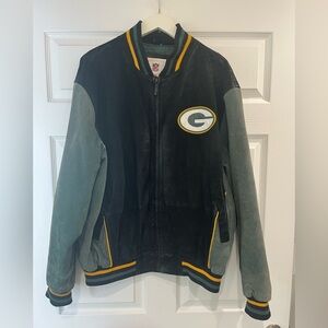 Vintage Green Bay Packers Leather Varsity Bomber Jacket Men’s XL NFL Football